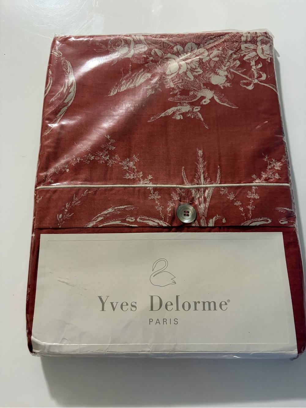 Yves Delorme Toscana Red Home Bedding Twin Duvet Cover Set - Picture 3 of 3